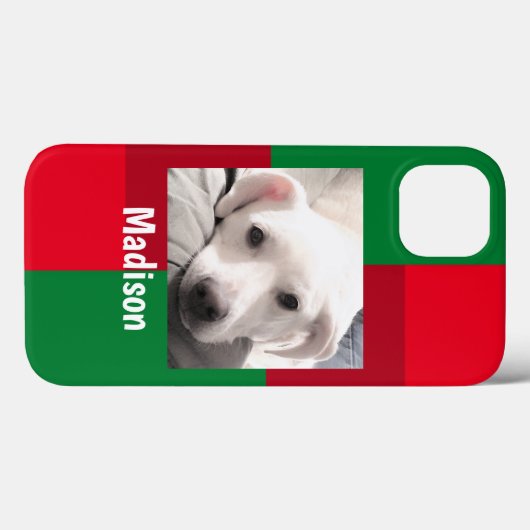 赤と緑のかわいい犬の写真の休日 Case-Mate iPhoneケース (裏面 (横))