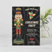 赤と緑のくるみ割り人形のホリデークリスマスパーティー 招待状 (スタンド正面)