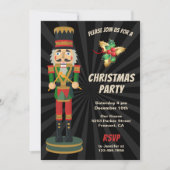 赤と緑のくるみ割り人形のホリデー・クリスマスパーティー 招待状 (正面)