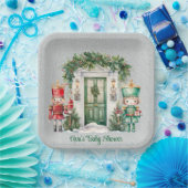 赤と緑のくるみ割り赤ちゃんシャワー ペーパープレート (パーティー)