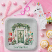 赤と緑のくるみ割り赤ちゃんシャワー ペーパープレート (パーティー)