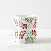 赤と緑のつる植物と花 コーヒーマグカップ (中央)
