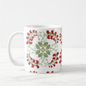 赤と緑のつる植物と花 コーヒーマグカップ (左)