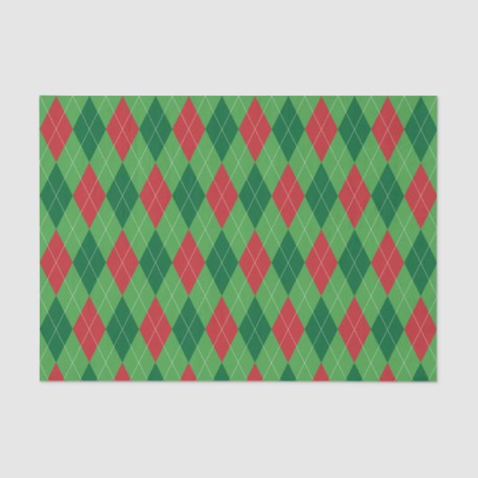 赤と緑のアーガイル柄のティッシュペーパー 薄葉紙 (正面)