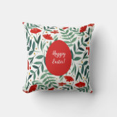 赤と緑のイースターの魔法の庭の花 クッション (正面)