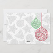 赤と緑のオーナメントクリスマスフォトカード シーズンカード (裏面)