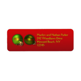 赤と緑のオーナメントクリスマス住所 シール
