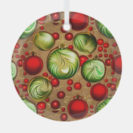 赤と緑のオーナメント ガラスオーナメント