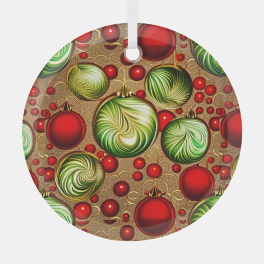 赤と緑のオーナメント ガラスオーナメント (正面)