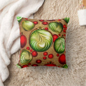 赤と緑のオーナメント クッション (ブランケット)