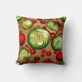 赤と緑のオーナメント クッション