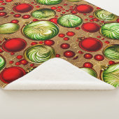 赤と緑のオーナメント シェルパブランケット (3/4)