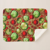 赤と緑のオーナメント シェルパブランケット (正面(横))