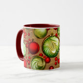 赤と緑のオーナメント マグカップ (正面左)