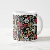 赤と緑のキノコと花 ジャンボコーヒーマグカップ (正面右)