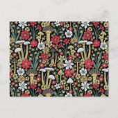赤と緑のキノコと花 ポストカード (正面)