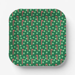 赤と緑のキャンディケイン ペパーミント クリスマス ペーパープレート