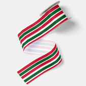 赤と緑のキャンディケーンのクリスマスストライプ サテンリボン (裏面)
