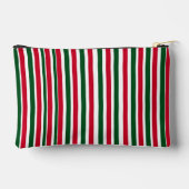 赤と緑のキャンディーケーンのクリスマスストライプ アクセサリーポーチ (裏面)