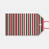 赤と緑のキャンディーケーンのクリスマスストライプ ギフトタグ (正面(横))