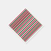 赤と緑のキャンディーケーンのクリスマスストライプ スタンダードカクテルナプキン (角)