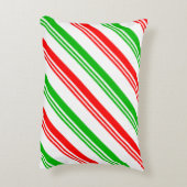 赤と緑のキャンディーケーンストライプズ アクセントクッション (裏面(縦))