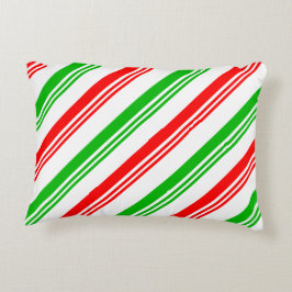 赤と緑のキャンディーケーンストライプズ アクセントクッション