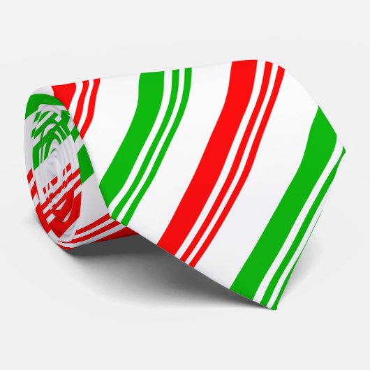 赤と緑のキャンディーケーンストライプズ ネクタイ (ロール)