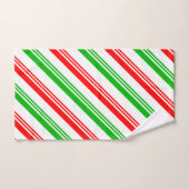 赤と緑のキャンディーケーンストライプズ バスタオルセット (ハンドタオル)