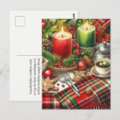 赤と緑のキャンドルライトとクッキー　クリスマス ポストカード (正面/裏面)