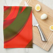 赤と緑のキュービスト抽象芸術 キッチンタオル (四つ折り)