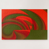 赤と緑のキュービスト抽象芸術 ジグソーパズル (横)