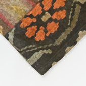 赤と緑のキリムデザインパッチワークタペストリー フリースブランケット (角)