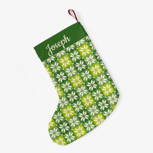 赤と緑のキルテッドスター スモールクリスマスストッキング (裏面 (吊り時))