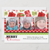 赤と緑のギフト3枚の写真 – 6x8クリスマスカード シーズンカード (正面)