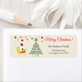 赤と緑のクマかわいいクリスマス差出人住所 ラベル (インサイチュ)