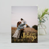 赤と緑のクラシッククリスマスプレイド「クリスマスビーブカスタムス」 箔シーズンカード (立ち正面)