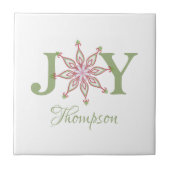 赤と緑のクリスマスの喜びパーソナライズされた タイル (正面)