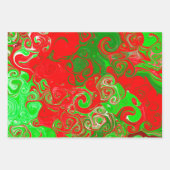 赤と緑のクリスマスの渦巻き大理石 ラッピングペーパーシート (正面2)