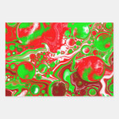 赤と緑のクリスマスの渦巻き大理石 ラッピングペーパーシート (正面)