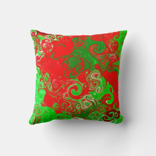 赤と緑のクリスマスの渦 クッション (裏面)