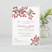 赤と緑のクリスマスの葉のホリデーガラ 招待状 (スタンド正面)