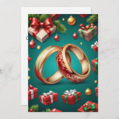 赤と緑のクリスマスは日付カードを除く 招待状 (正面/裏面)