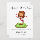 赤と緑のクリスマスは日付カードを除く 招待状 (正面/裏面)