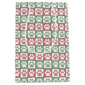 赤と緑のクリスマスをテーマにしたポーズプリントパターン ミディアムペーパーバッグ (正面)