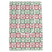 赤と緑のクリスマスをテーマにしたポーズプリントパターン ミディアムペーパーバッグ (裏面)