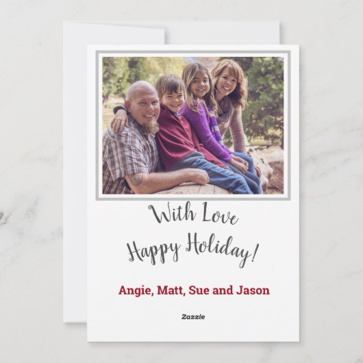 赤と緑のクリスマスオーナメントと写真 シーズンカード (裏面)