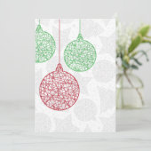 赤と緑のクリスマスオーナメントパーティー招待状 招待状 (スタンド正面)