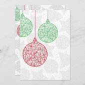 赤と緑のクリスマスオーナメントパーティー招待状 招待状 (正面/裏面)