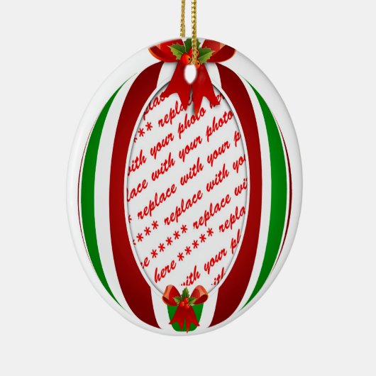 赤と緑のクリスマスオーナメントフォトフレーム セラミックオーナメント (右)